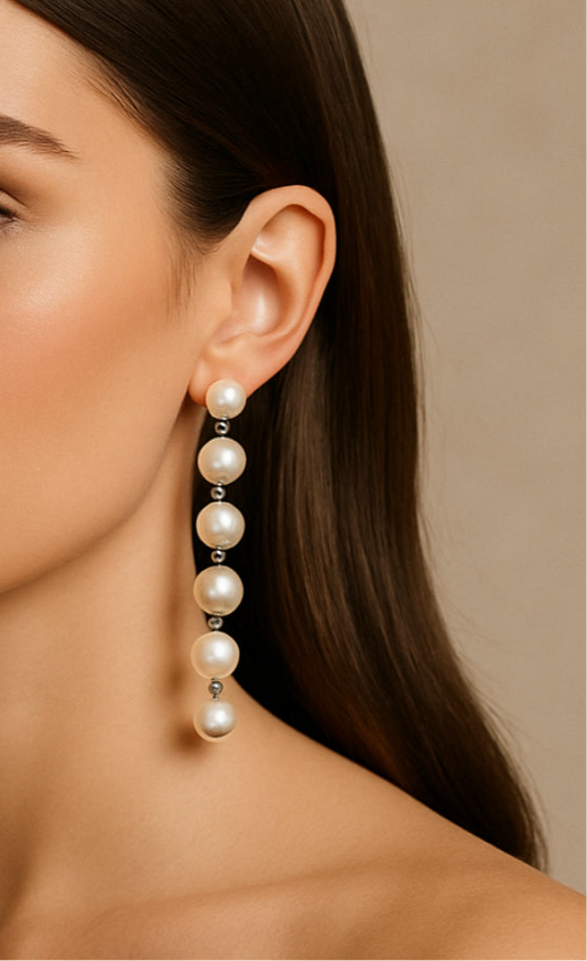 White Pearl Drop Earrings